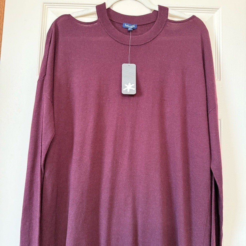 NWT Splendid Crew Neck Sweater Cashmere Blend Pullover Maroon Women Size XL